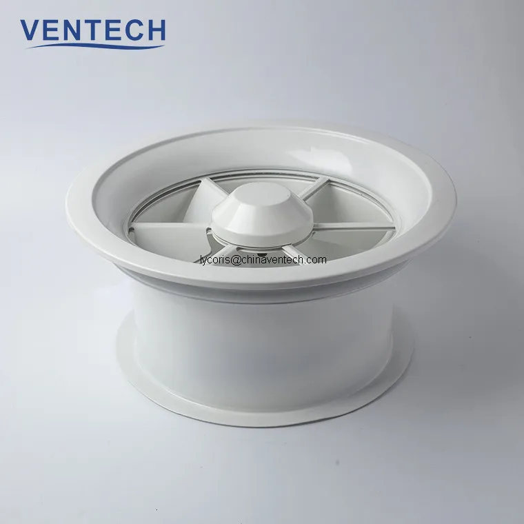 hot selling ceiling air diffuser aluminum swirl diffuser round shape adjustable blades white color grilles and diffuser