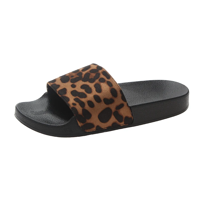 leopard slide slippers