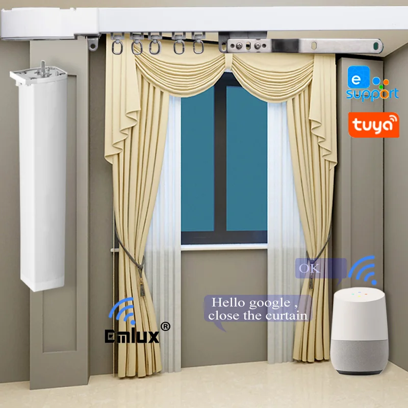 CM-SS(WT) Smart Automatic Curtain Opener And Closer, WiFi Tuya Alexa + RF  Control