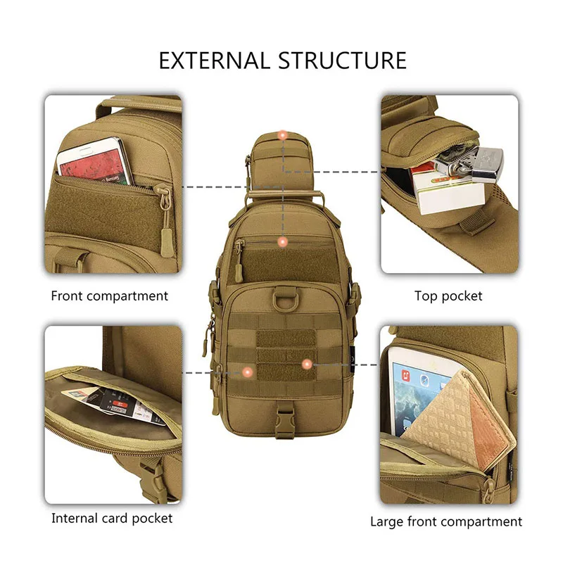 Camouflage Tactical Shoulder Bag Hiking Messenger Backpack Nylon Outdoor Hunting Trekking Chest Sling Bag