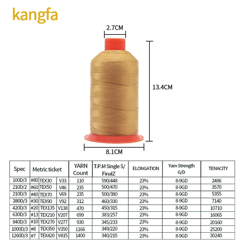 Tex70  100% Polyester Sewing Thread High Tenacity Thread High Strength Thread 250g for Bag Sofa