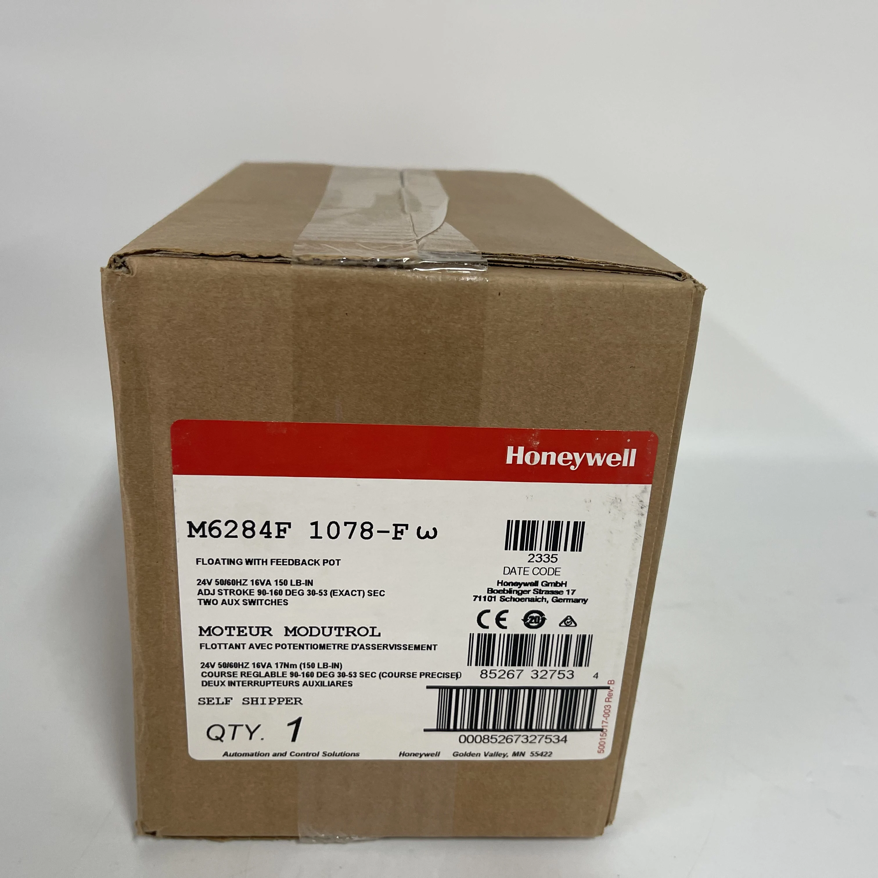 Honeywell Modutrol Motor Floating with Feedback Pot M6284F1078-F