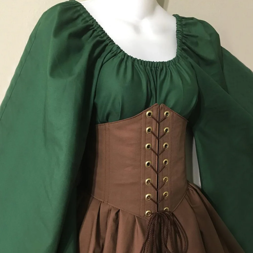 BAIGE Vintage Corset Dress - Medieval Woodland Elf Costume for Women,  Perfect for Halloween Cosplay & Retro Events, 3-7 Days Delivery