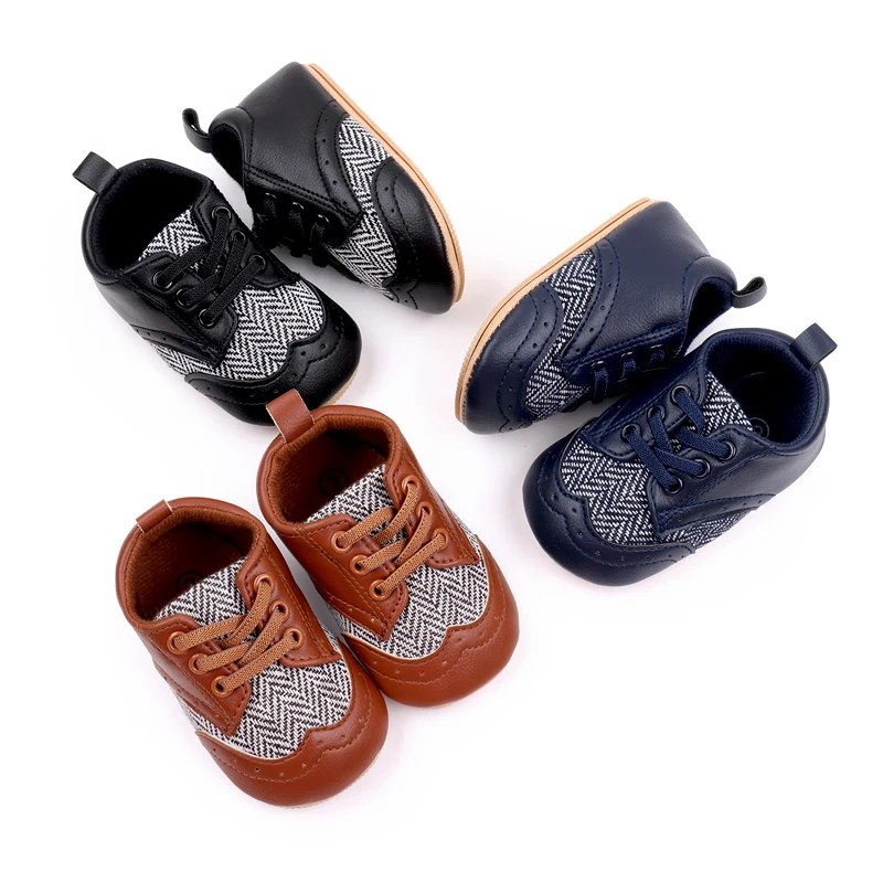 0-1 Year Old Baby Boys British Style Color Match Soft Soles Non-slip Casual Walking Shoes