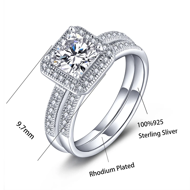 YH Jewellery 925 Sterling Silver Engagement Rings with Diamonds