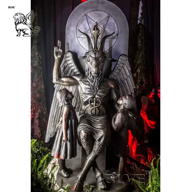 Life-Size Bronze Baphomet Sculpture - Outdoor Garden Goat Head