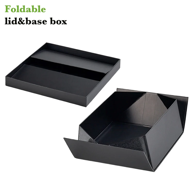 High Quality Matte Black Telescope Box Removable Cardboard Rigid Packaging Foldable  Lift Off Lid Paper Gift Boxes