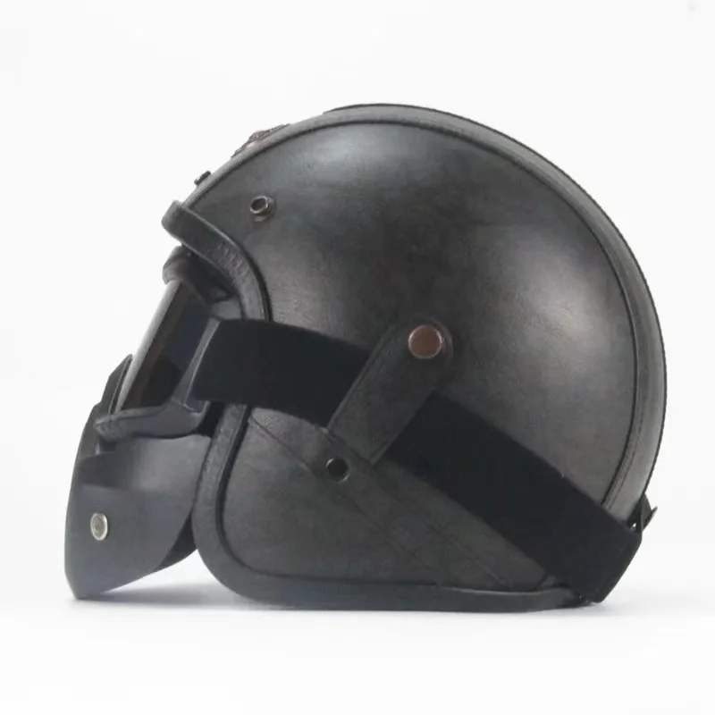 Wholesale Price 3/4 Vintage Retro Motorcycle Leather Helmet - Durable ABS,  Open Face Design for All Riders, MOQ 9 Pieces