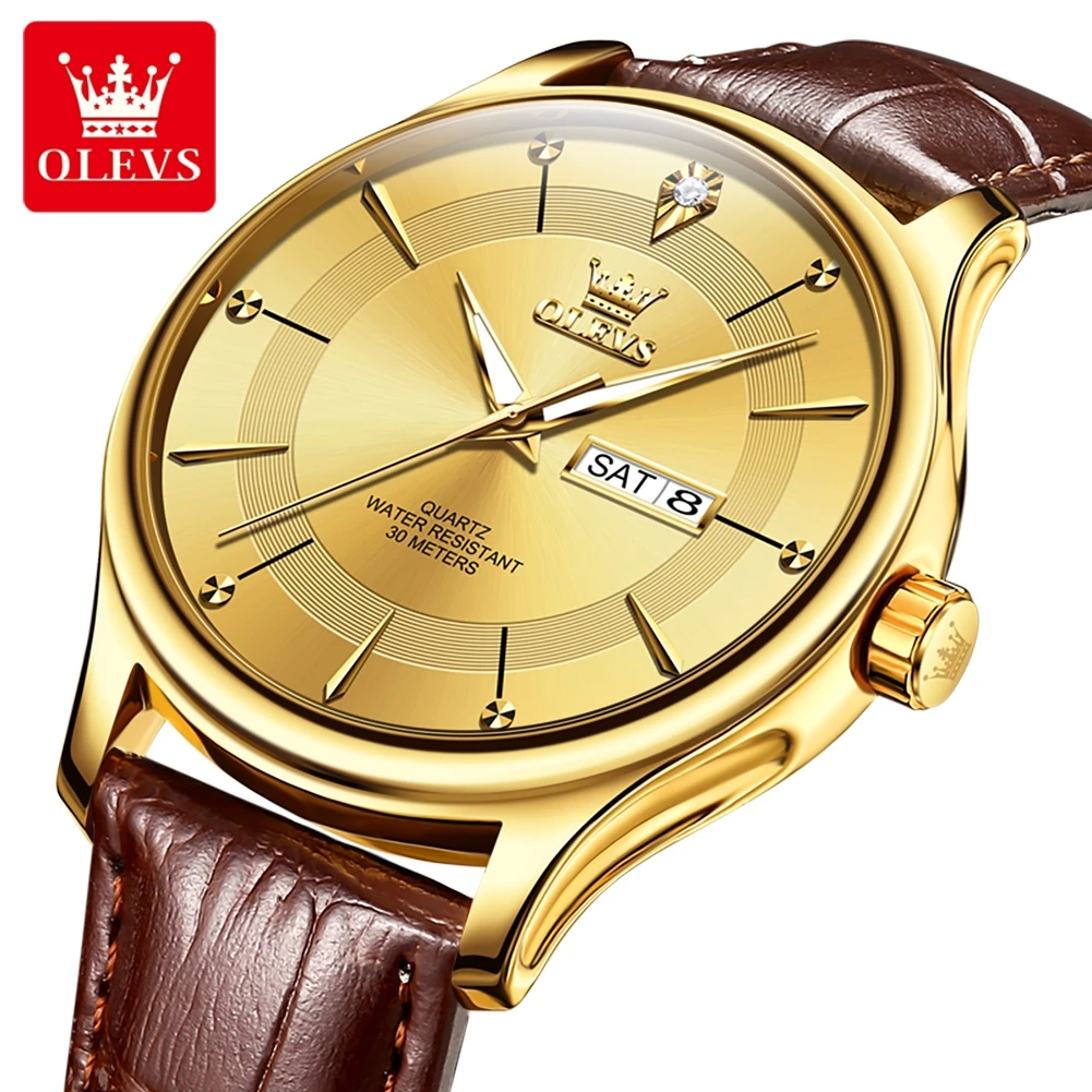 OLEVS 9908 Men's Watch Luxury Ultra Thin Gold Timepiece