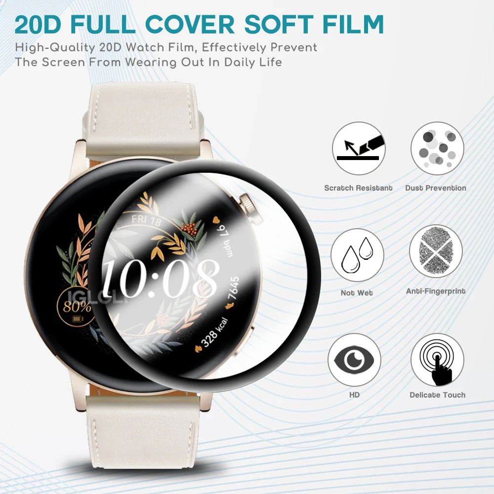 Smart Watch Case 2D Soft Glass Curved Protective Film PMMA Screen Protector for Huawei Watch D Buds GT 3 2 Runner GT3 GT2