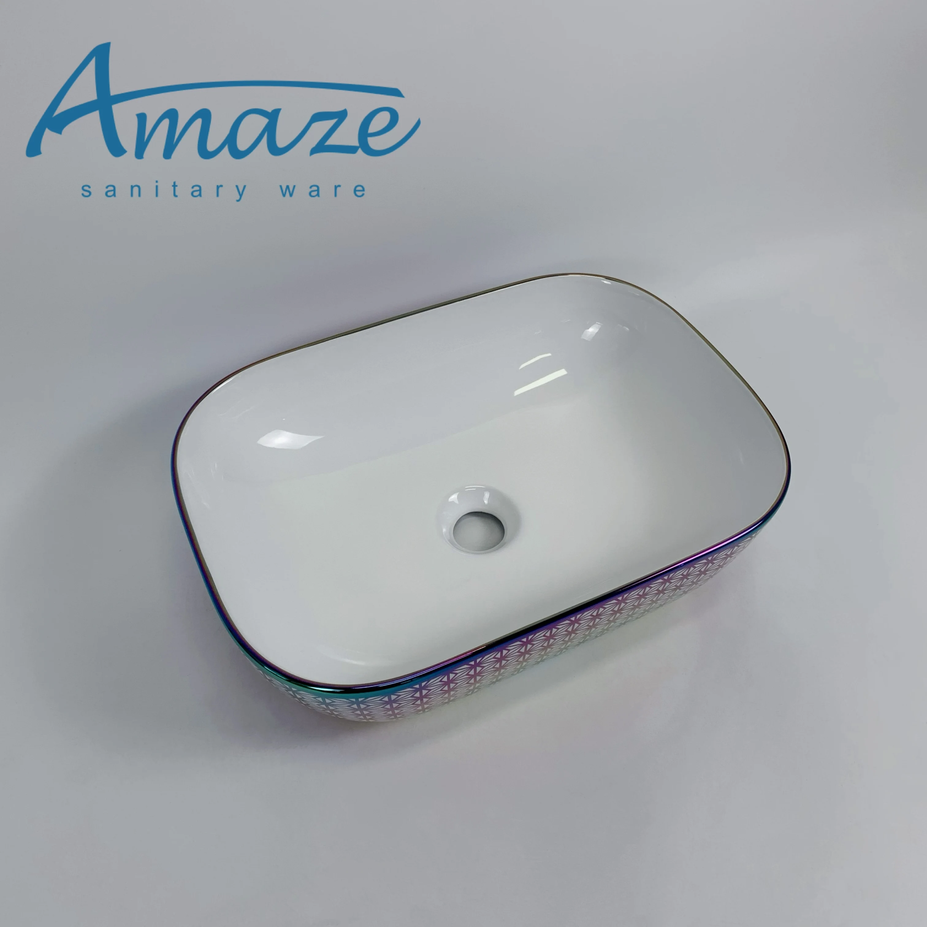 China high quality sanitary ware colour art basin ceramic wash basin rectangular bathroom countertop sinks supplier