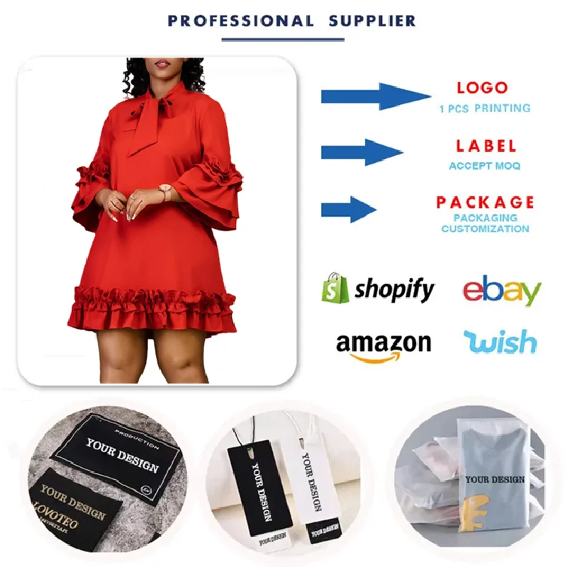 D3248 último diseño mujeres vestido suelto con cordones volantes mangas  acampanadas vestidos acampanados mujeres vestidos casuales niñas