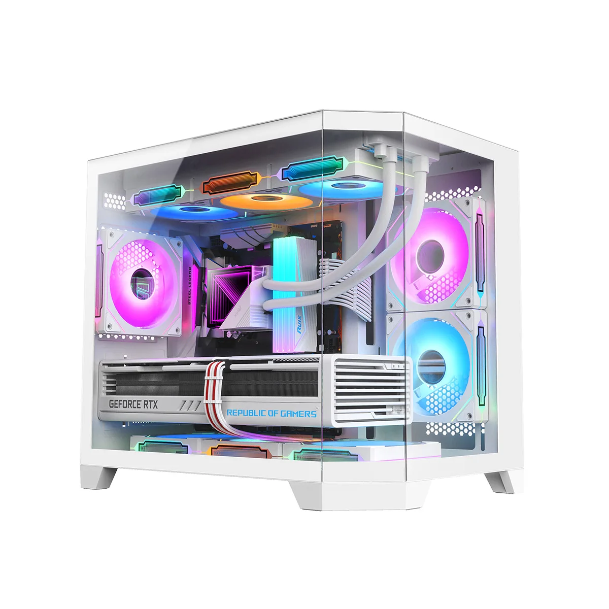 Ruix Fish Tank MATX 360mm AIO Gaming Rack Mount PC Case SPCC Tempered  Gaming PC Case Fractal Popular PC Casing Mid Tower Case