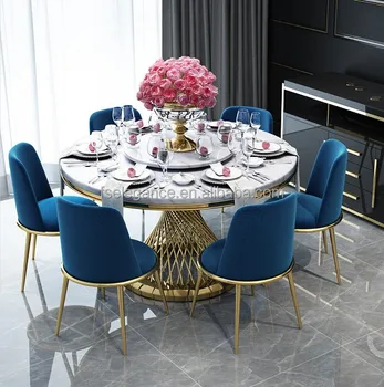 2020 New Rectangular Marble Top And Metal Leg Cheap dinning furniture restaurant modern 6 chairs dining table set