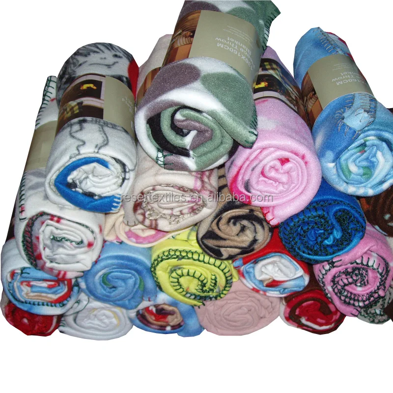 Customizable Lightweight 100% Polyester Polar Fleece Throw Blanket Solid Pattern Winter Travel Carry-On Available in Size Color