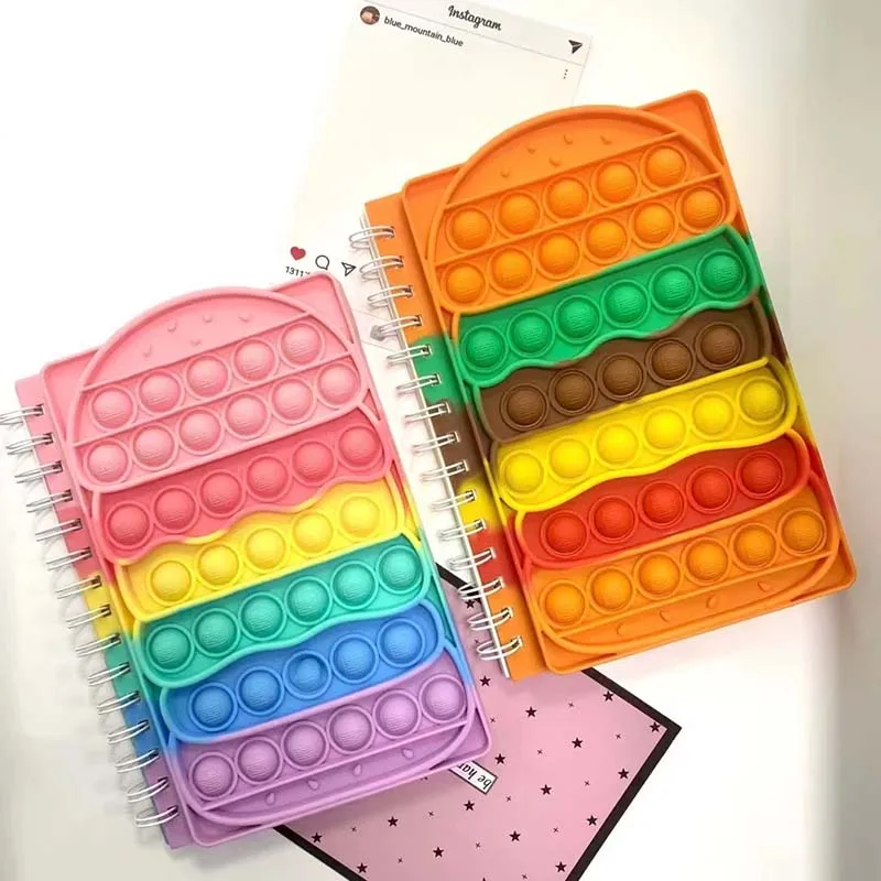 Newest Pop Itting A5 Notebook Fidget Toy Carrot Shaped Cover Cute Diary Notebook for School