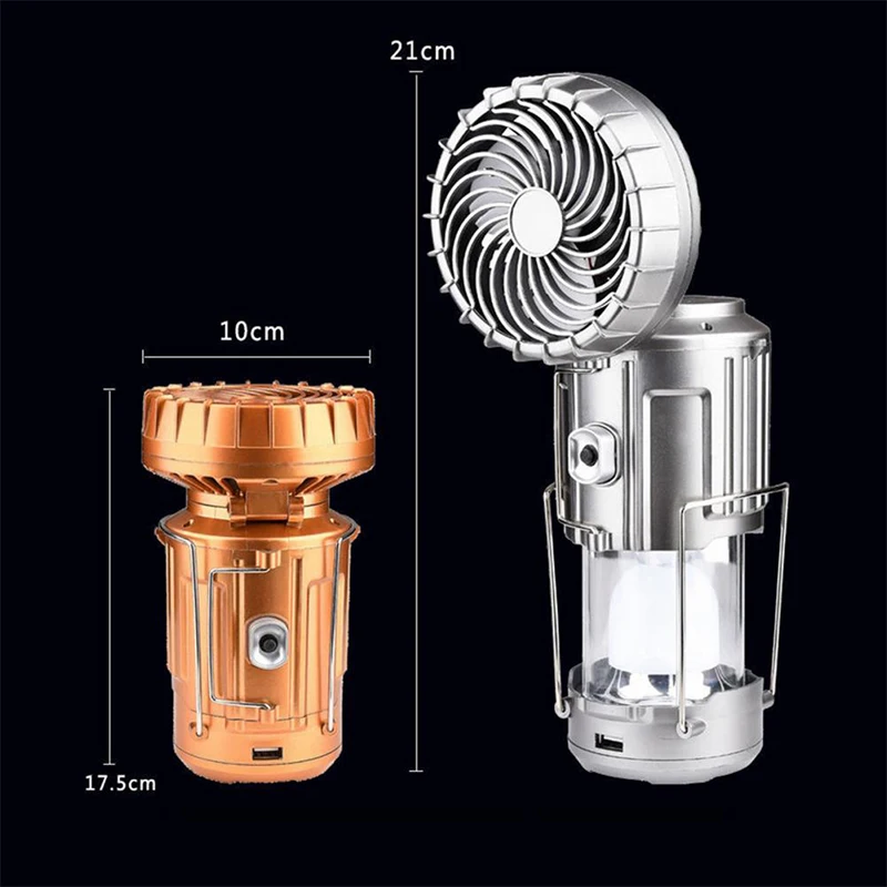 Portable LED Solar Fan Camping Light Outdoor Camp Folding Tent Light USB Rechargeable Emergency Lighting
