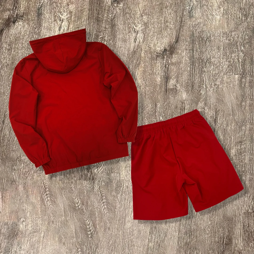 In Stock Oversized Lightweight 2 Piece Nylon Polyester Jogger Zip up Sportswear Hoodie Windbreaker Tracksuits Short Sets for Men gallery 2