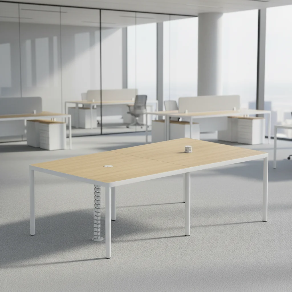 Modern Wood Frame Standing Conference Table Built-in Power Socket Adjustable Elevating Solutions for Professional Office 2