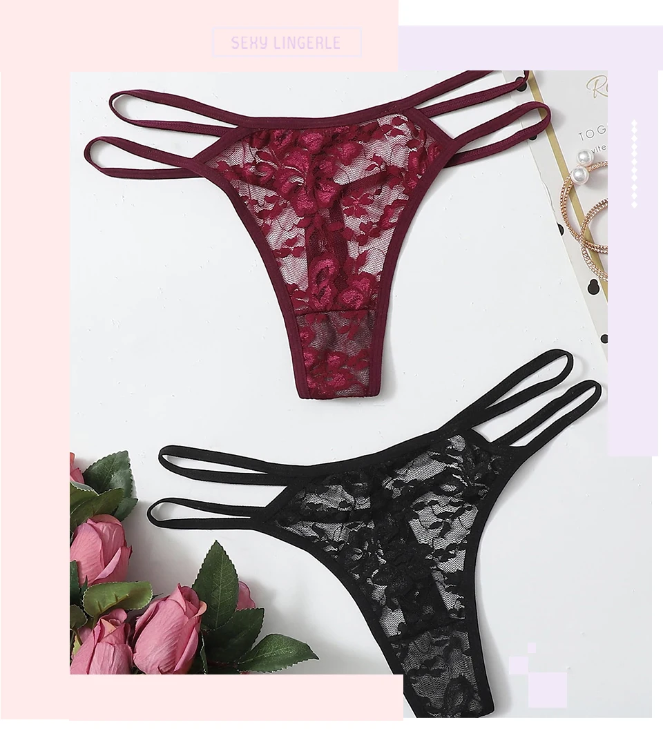 Wholesale Ladies Comfortable Soft Floral Lace Thong Panties Womens ...