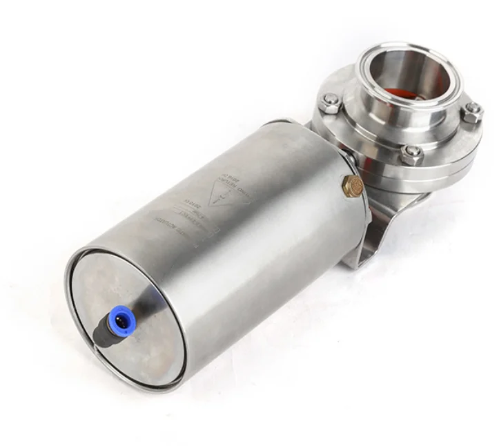 
 Пневматический санитарный клапан-бабочка с различной моделью ручки  