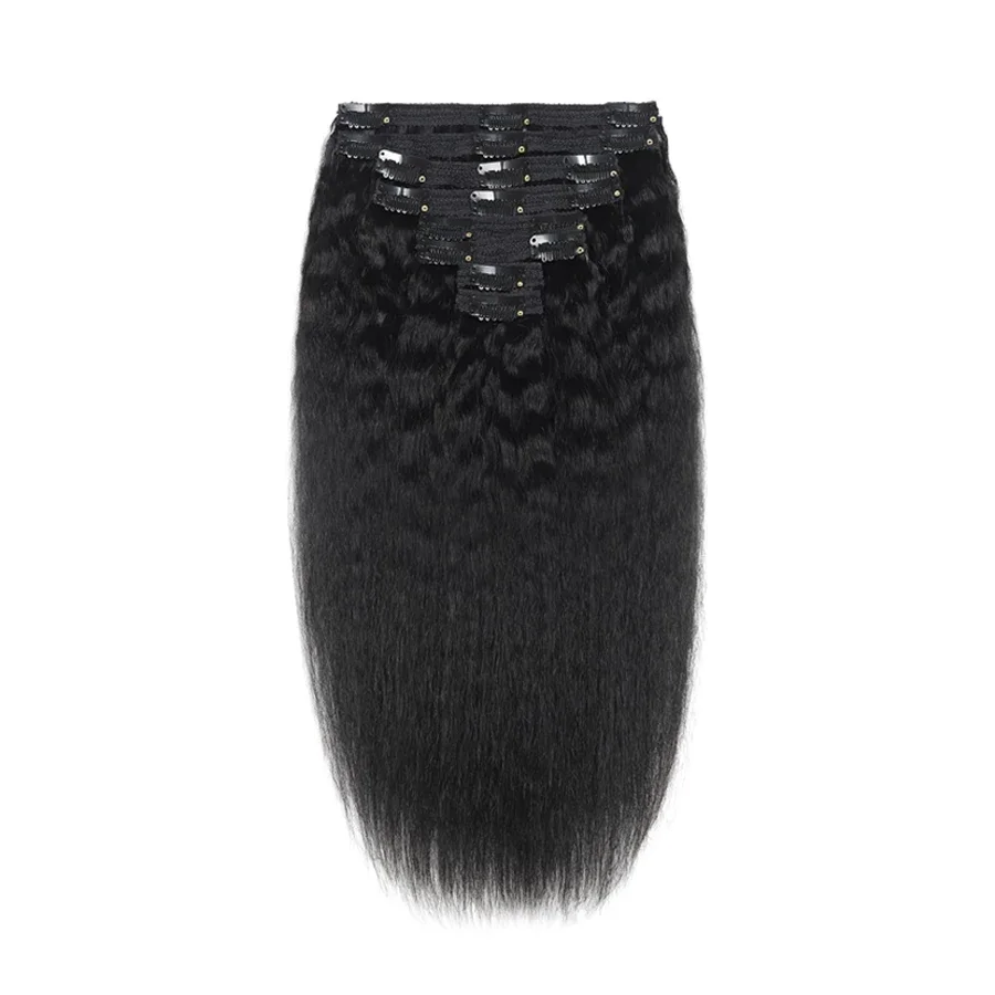 Extension per capelli lisci e crespi con clip, 100% veri capelli umani, clip naturali, 8 pezzi, extension per capelli umani Remy, testa intera per donne_voghion.com