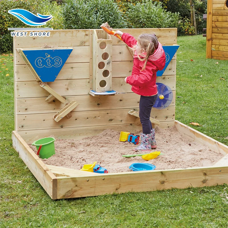 Kindergarten Outdoor Play 2 In1 Sandbox Large Storage Space Preschool Furniture Wooden Sandpit With Seats for Children