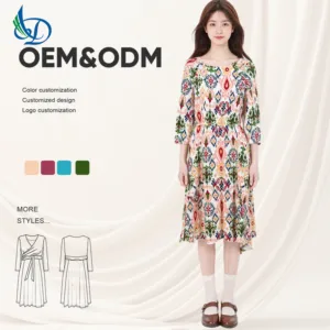 Colorful Ethnic Style Printed Dress