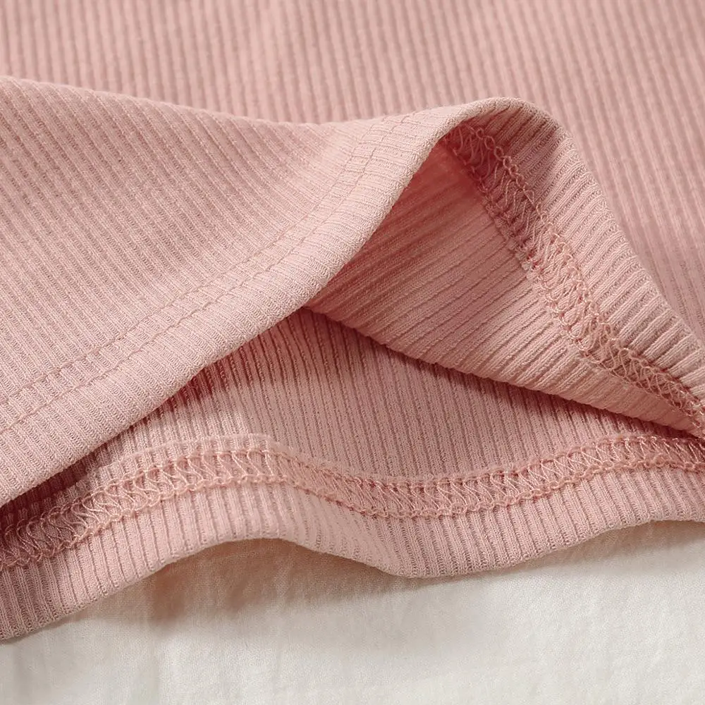 Одежда для новорожденных девочек, однотонная хлопковая футболка в рубчик с длинным рукавом, футболки на весну и осень с круглым вырезом для детей 0-18 месяцев, одежда для маленьких мальчиков