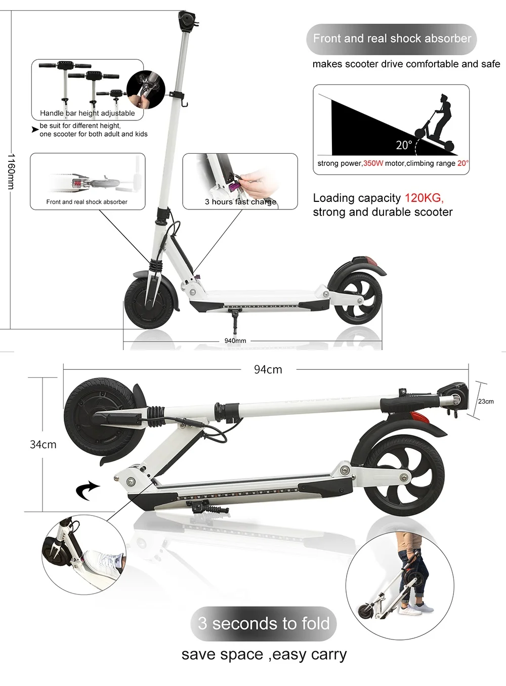 Aovo китайская фабрика двойная подвеска 350 Вт Мотор 20 км Диапазон водонепроницаемый IP65 8 дюймов двойной тормоз Электрический детский