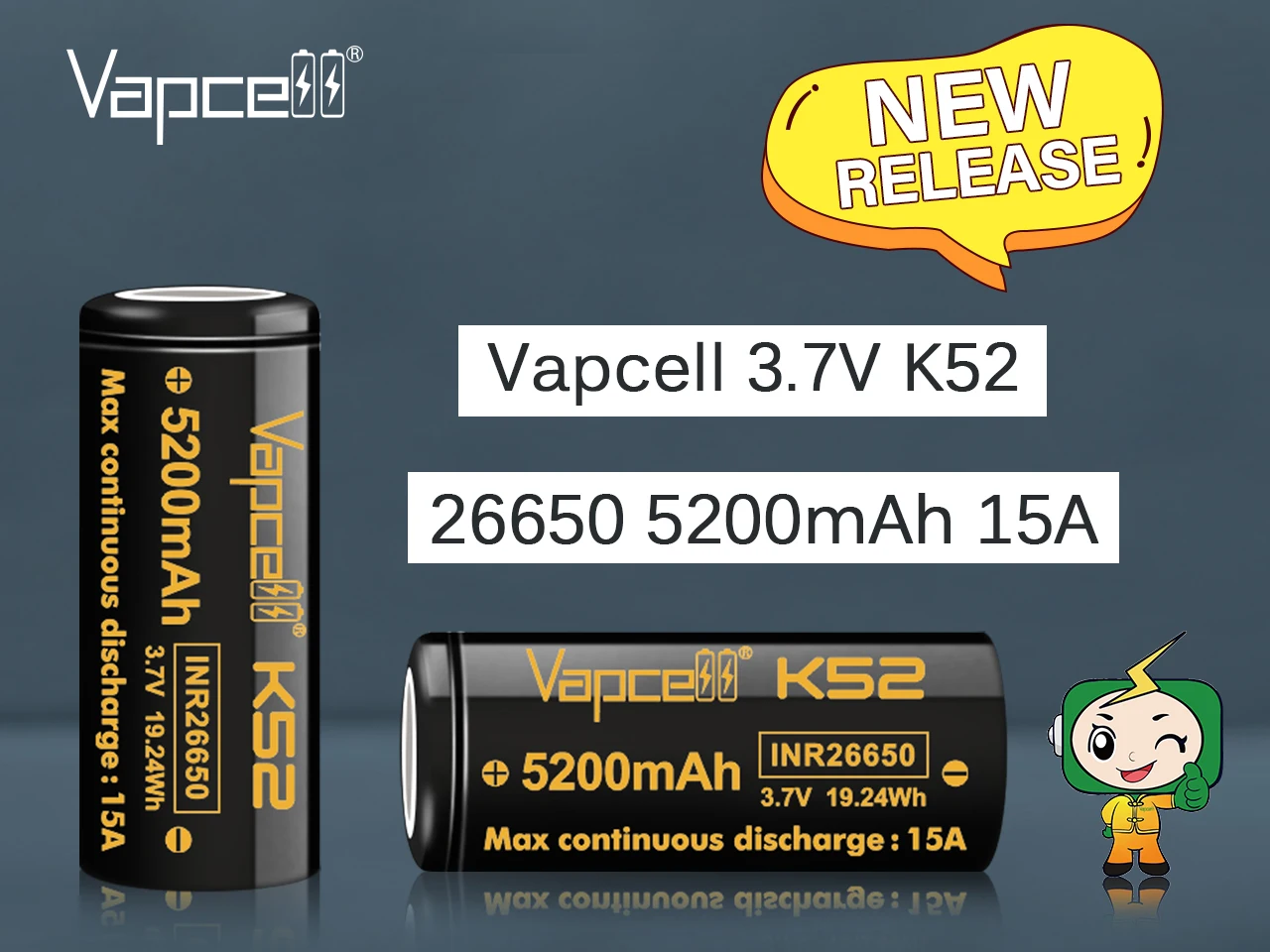 Vapcell 3.7V 5200mah 26650 Lithium Ion Battery Pack Vapcell 3.7V 5200mah 26650 Lithium Ion Battery Pack