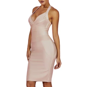 Custom High Quality Solid V Neck Stylish Strap Backless A-Line Bandaged Corset Casual Spring Summer Daily Fashion Dresses