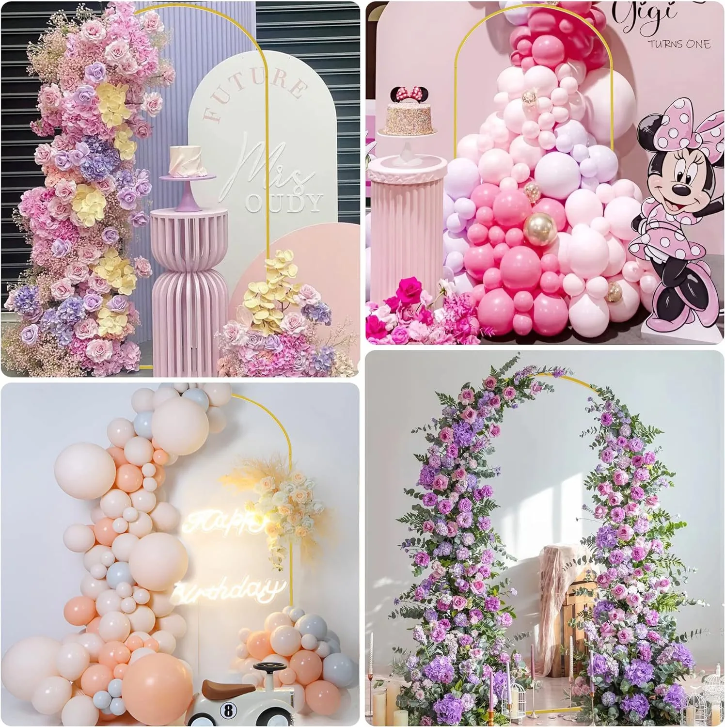 Fiita Toile De Fond Ronde Dorée De 1.9m Avec Cadre Pour Arche De Ballons,  Grande, image size:1496x1500