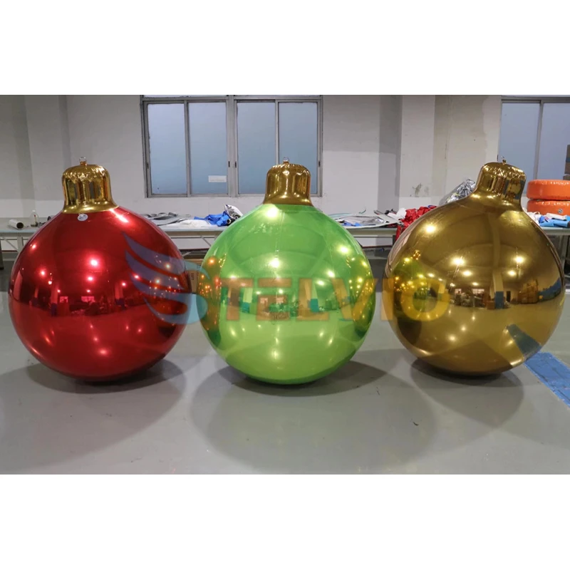 Outdoor Shiny Pvc Mirror Balloon Giant Christmas Balls Inflatable