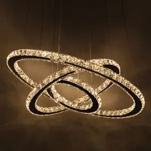 Crystal Ring Chandelier Lighting Hotel Living Room Modern Home Circle Adjustable Pendant Light