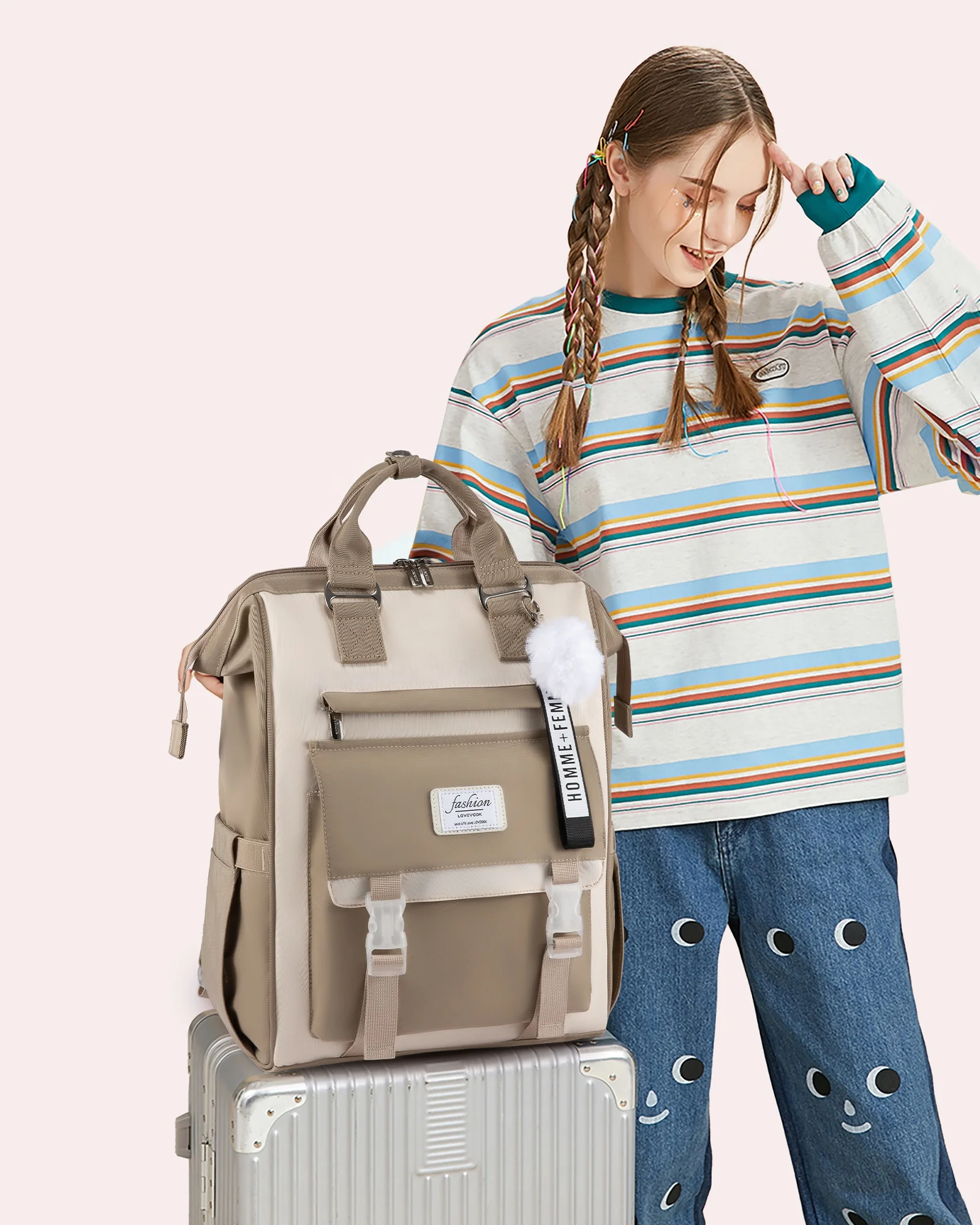 Produktbild von LOVEVOOK Rucksack Damen, Laptop Schulrucksack Teenager Schultasche