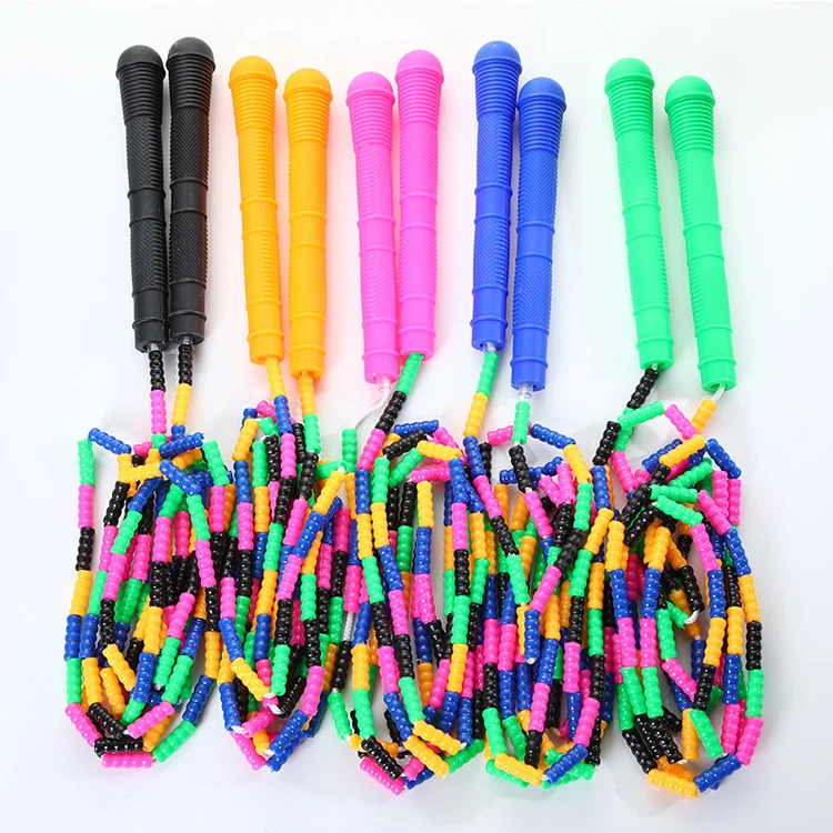 adult kids workout beaded jumprope adjustable skipping rope pvc