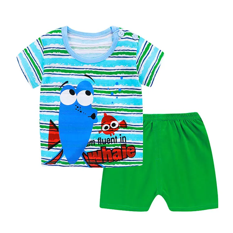 Мультяшная детская одежда с коротким рукавом летняя одежда для маленьких мальчиков