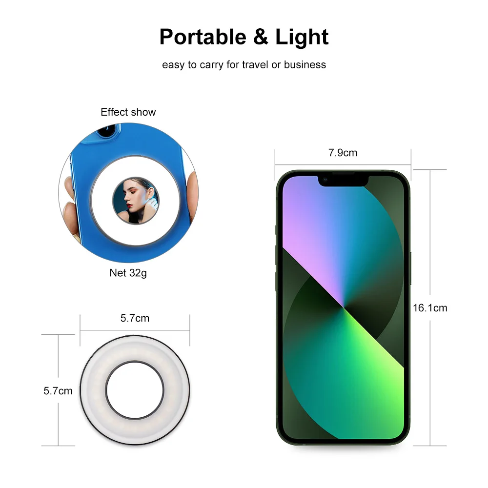 2022 Newest Led Ring Fill Light Clip Phone Mobile Portable Security Selfie Live Fill-In Light
