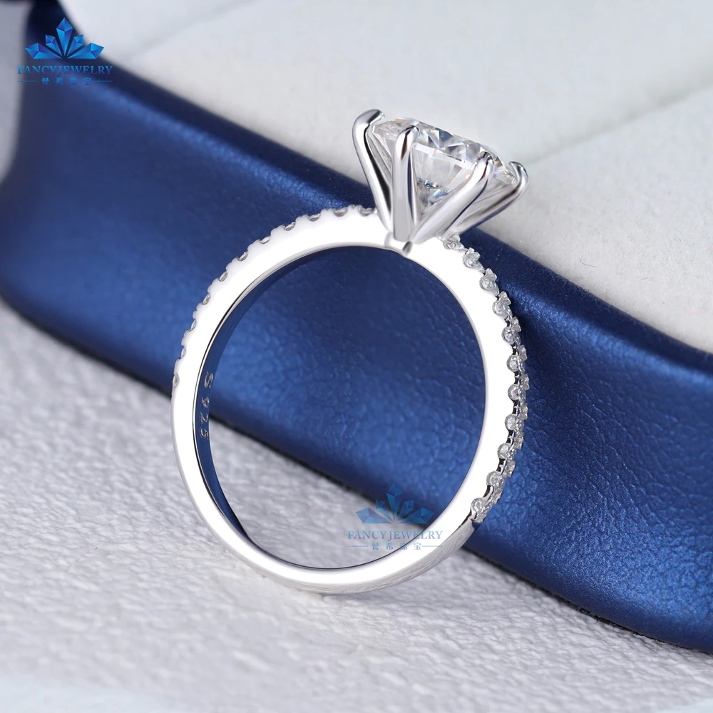925 Sterling Silver Promise Ring - 1CT Moissanite Halo display picture 1