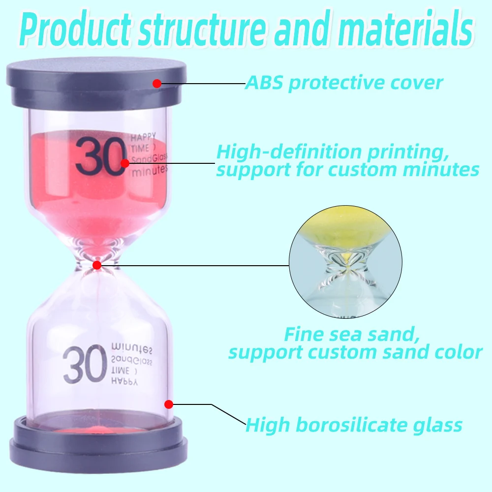 Custom Sand Clock 6 Colors Hourglass 1 3 5 10 15 30 min Sandglass Timer Hourglass Sand Timer for Kids Games Classroom Office
