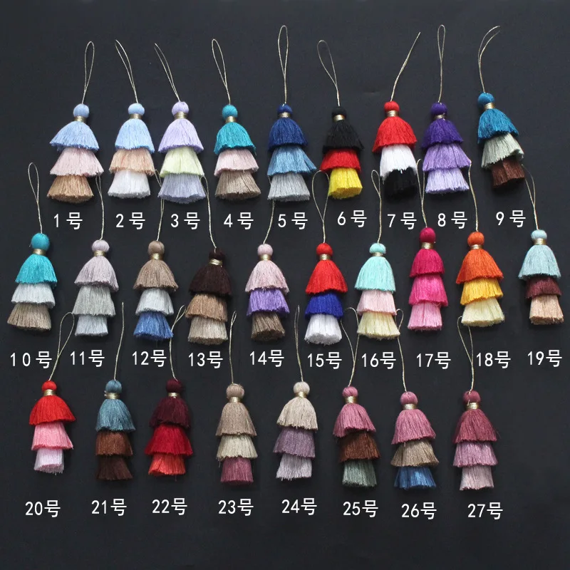 E-Magic  Handmade Tassel Customized Color  New Fashion Colorful 3 Layer String Decorative Cord Polyester Tassels