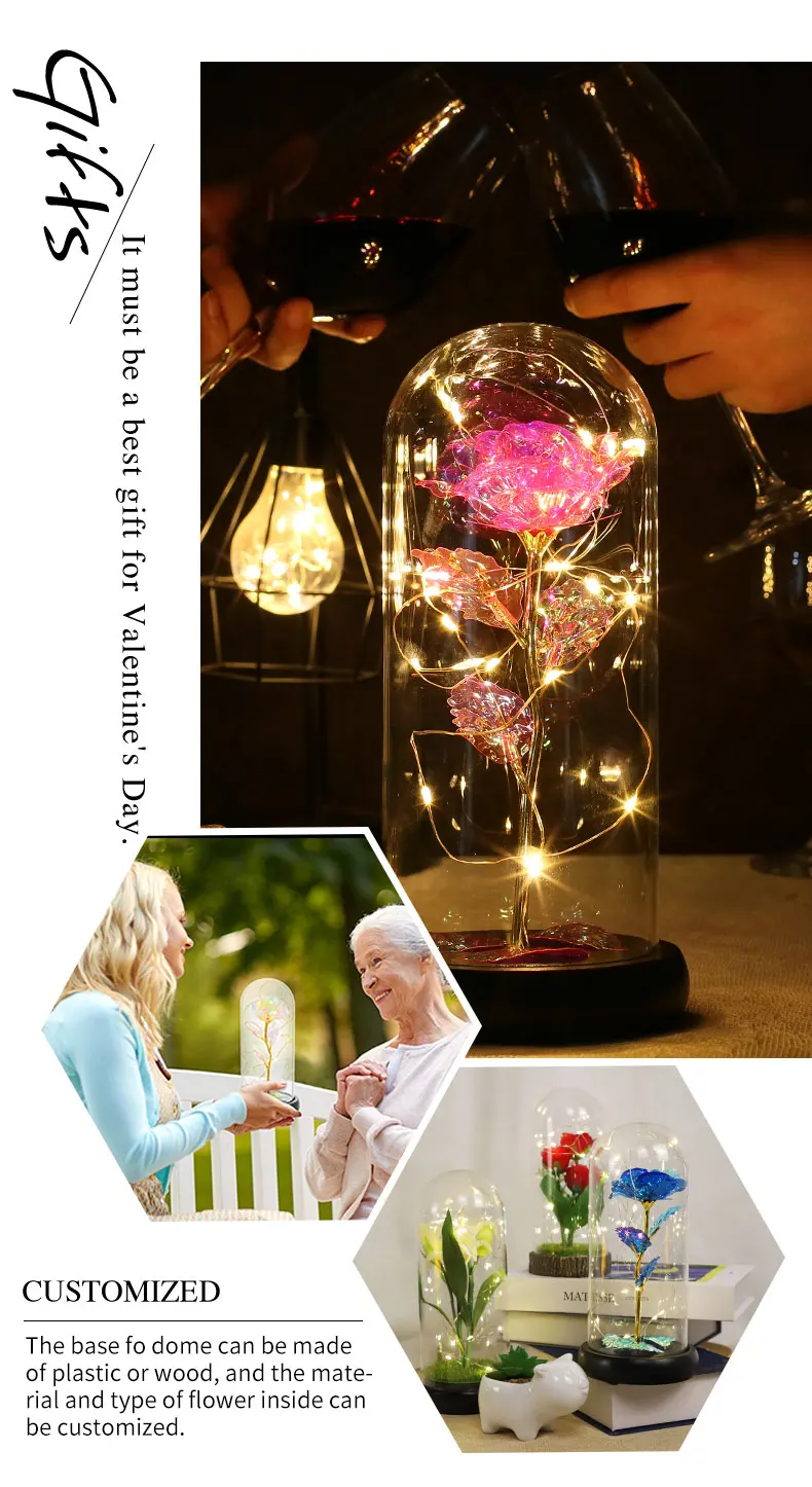 Romantic Valentine's Day Gifts Christmas Home Decoration Whole Set Christmas Tree With Led Lighted Flower Dome For Wedding manufacture