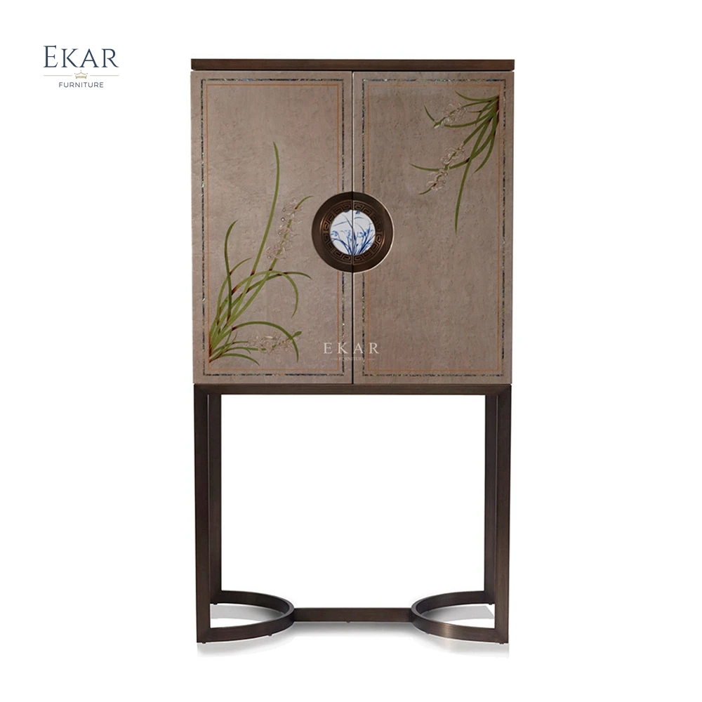 EKAR FURNITURE High-end vintage design sideboard shell inlay parquet kitchen furniture sideboard