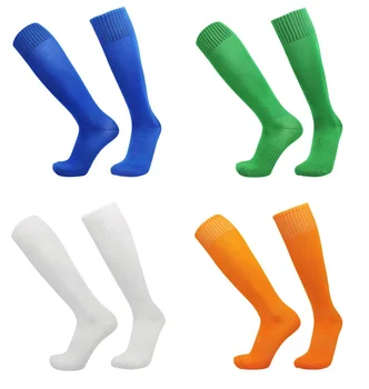 Customized solid color soccer socks long leg sports socks knee high grip long football socks youth good quality
