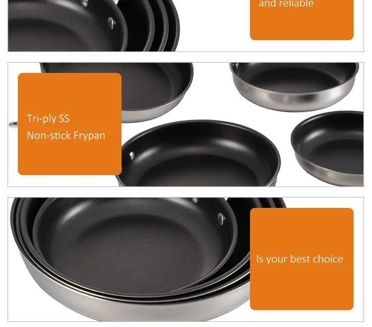 Hot Selling Stainless Steel Fry Pans Modern Nonstick Cookware Set Kitchen Cooking Pans supplier