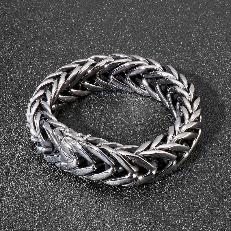 KALEN Hip Hop Franco Chain Titanium Stainless Steel Wide Bracelet Bangle