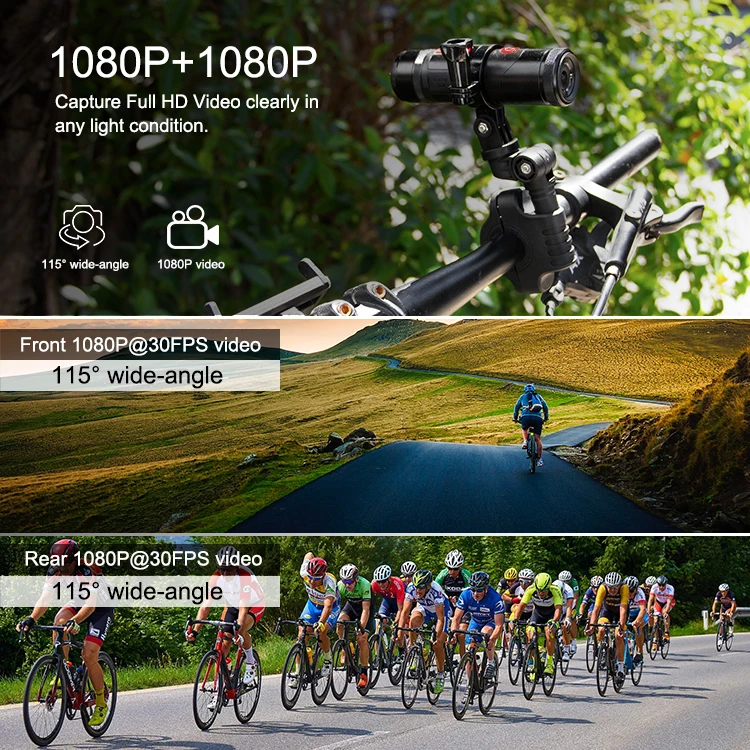 Mini 1080p Bike Helmet Action Camera Imx307 Advancecd Front And Back
