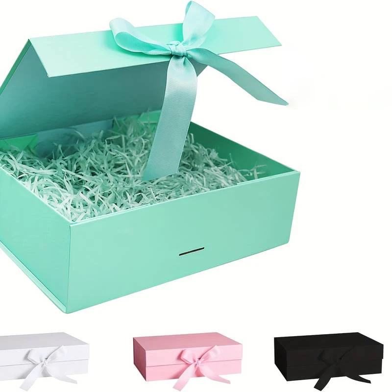 Luxury Magnetic Gift Box With Lid Ribbon, Shop Gift Paper Packaging Box For Present Birthday Wedding Anniversary Festival Party details