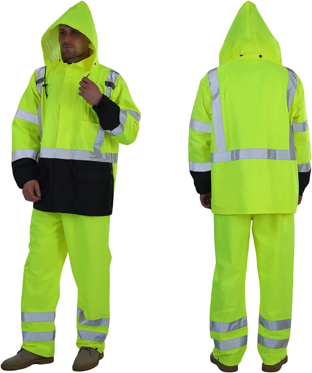 Дождевик Hi Vis дождевик для мужчин с высокой видимостью класса 3 дождевые костюмы водонепроницаемые на сетчатой